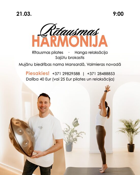 RĪTAUSMAS HARMONIJA|Pilates|Hangs|Brokastis